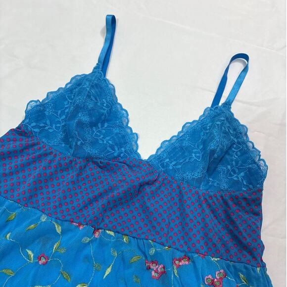 NWT Victoria's Secret Vintage Y2k 2006 Lace Floral Blue Dainty Babydoll Top Med - Picture 2 of 8
